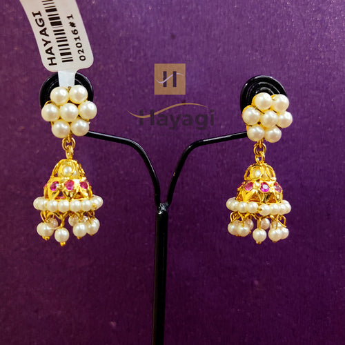 Traditional Pearl Earrings In 22K Gold By Lagu Bandhu - Lagu Bandhu